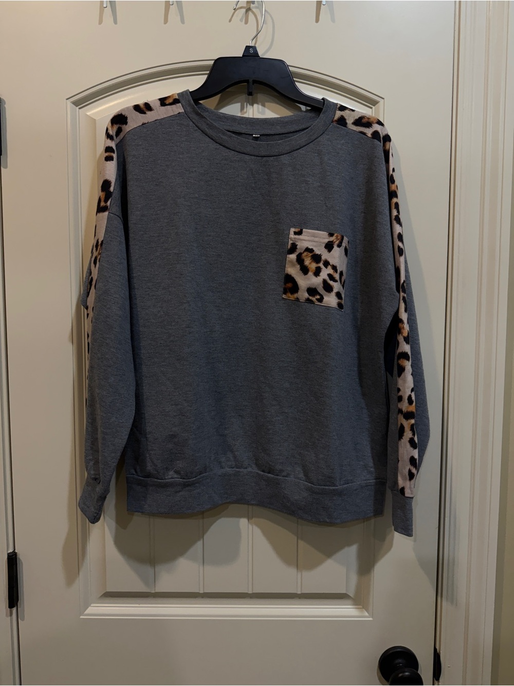 Long Sleeve Gray/Leopard Top